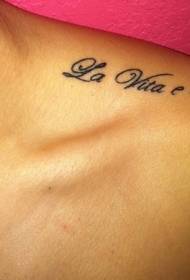 clavicle black letters life is beautiful tattoo pattern