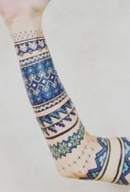 Fresh Blue Totem Flower Tattoo Pattern - Very Exotic