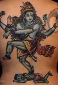 Mtindo wa tatoo la kidini la India la mungu wa uharibifu na mungu wa densi anayeitwa yule wa muundo wa tatoo la mungu wa sehemu tatu wa Shiva wa India