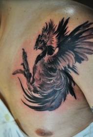 chest black cock tattoo pattern
