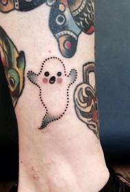 Shank Cute White and Grey Ghost Tattoo Pattern