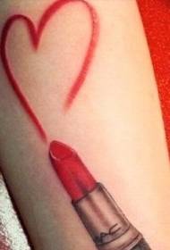 croí simplí dearg agus patrún tattoo lipstick