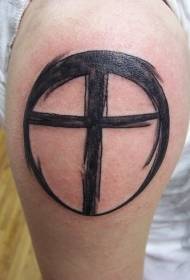 simple circle Shaped black cross tattoo pattern