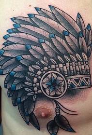 10 beautiful watercolor Indian style feather headdress tattoo pattern