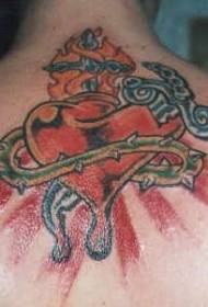 Model i tatuazhit me zemër të kuqe të shenjtë me ngjyrë të kuqe