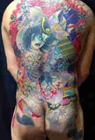Patrón de tatuaje tradicional japonés variedad de color de tatuaje de línea simple Patrón de tatuaje tradicional japonés