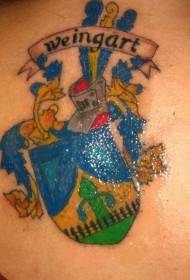 Patrón de tatuaxe de insignia de cor Weingart