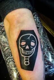 braccio bara nera con motivo tatuaggio teschio bianco divertente