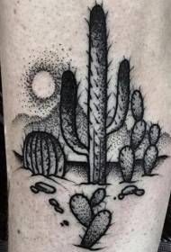 point thorn style black desert sun cactus tattoo pattern