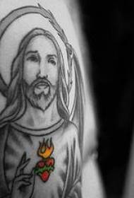 skoudergriis Jezus en hillich hert tatoetmuster