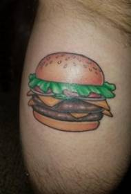 garçons cuisses peintes lignes simples délicieux aliments hamburger tatouage photos