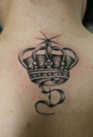 neck crown and letter black tattoo pattern