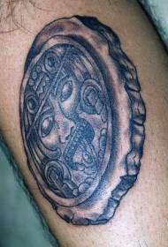 Aztec sacred symbol stone statue Tattoo pattern