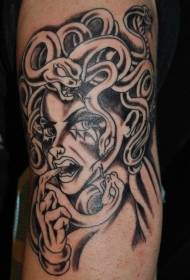 Manga style black and gray temptation Medusa tattoo pattern