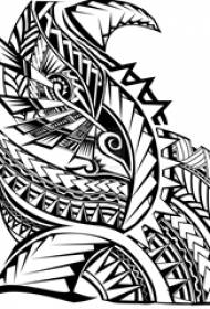Svartgrå linjer Skisse kreativ dominerende totem-tatoveringsmanuskript