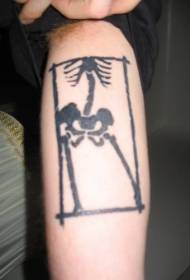 e zezë modeli i tatuazheve të portreteve të skeletit