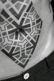 padrão de tatuagem geométrico preto estilo picada de abdômen