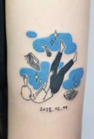 ένα σύνολο απλών μικρών φρέσκων σχεδίων τατουάζ σε μπλε αποχρώσεις