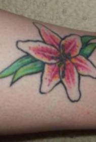 leg color fresh lily tattoo pattern