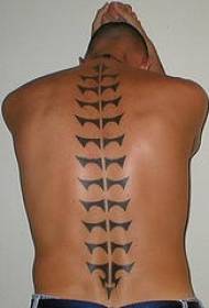 Men's Back Spine Tribal Totem Black Tattoo Pattern