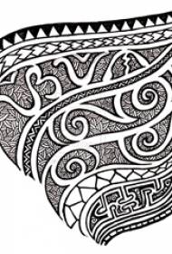 black line sketch geometric element totem tattoo manuscript