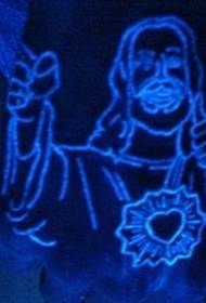 hand back fluorescent Jesus tattoo pattern