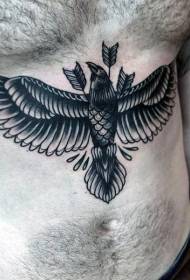 Abdominal old school black crow injured with a bunch of arrow tattoo Pattern