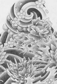 crno siva skica kreativni rukopis cvijeta dominirajućeg cvijeta