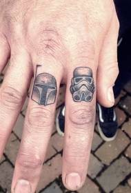 Dedo simples preto Star Wars soldado capacete tatuagem padrão