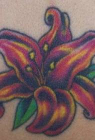 shoulder color red lily tattoo pattern