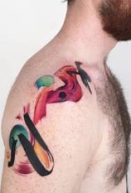 a variety of artistic full-color painted watercolor style tattoo pattern