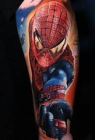 boys on the arm painted watercolor sketch creative domineering spiderman tattoo pictures