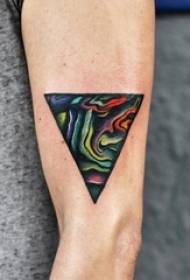 boys arms painted gradient geometric lines triangle tattoo pictures