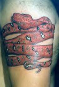 shoulder Colored red snake tattoo pattern