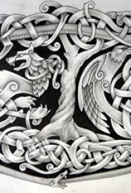 чорна-шэры эскіз творчы вясёлы класічны рукапіс татуіроўкі з тонкім татэмам