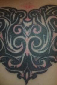 Zwart en rood tribal hartvorm tattoo patroon
