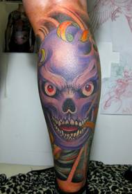 calf purple skull tattoo pattern