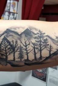 Pattern di tatuaggi di boscu grisgiu neru in u bracciu