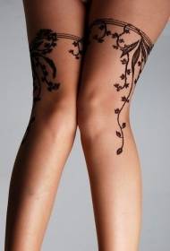 thigh simple black vine tattoo pattern