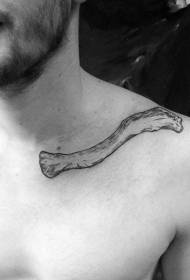 Patrón simple de tatuaxe de óso negro para o colo