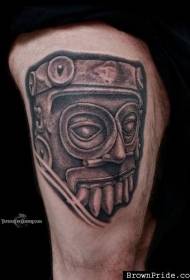 Thigh stone style black ancient statue tattoo pattern