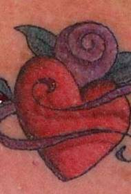 schouderkleur liefde met paars lint tattoo patroon