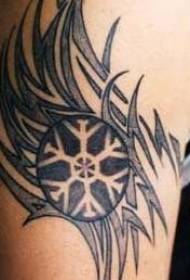 black tribal symbol with snowflake tattoo pattern