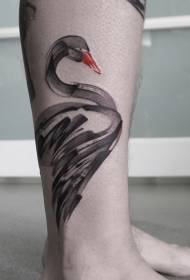 calf cute little black swan tattoo pattern