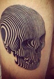 Thigh cute black striped skull tattoo pattern