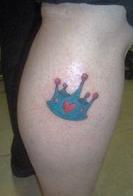 blue princess crown calf tattoo pattern