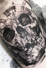 Bigbend point style black enamel with clock tattoo pattern