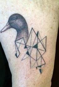 baƙar fata na geometric tare da tsarin tattoo duck