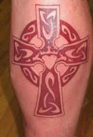 Celtic knot style red cross tattoo pattern