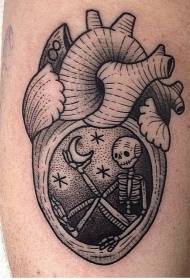 human anatomical heart and skull moon black and white tattoo tattoo pattern